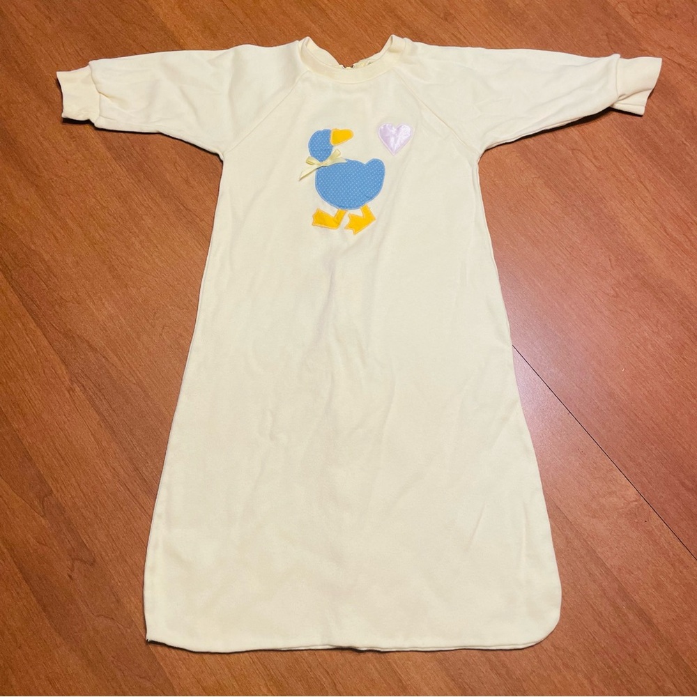 Vintage 90s Chocolate Moose Yellow and Blue Duckling Baby Newborn Zip Sleepsack